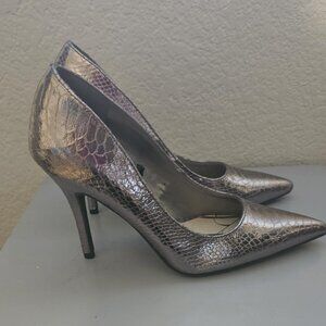 Sam & Libby Metallic Snake Print Heels SZ 7